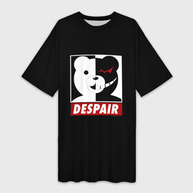 Платье-футболка 3D с принтом Monokuma despair на черном в Новосибирске,  |  | anime | art | bear | danganronpa | japan | monokuma | аниме | арт | животное | манга | медведь | мишка | мульфильм | персонаж | плюшевый | япония