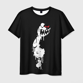 Мужская футболка 3D с принтом MONOKUMA в Новосибирске, 100% полиэфир | прямой крой, круглый вырез горловины, длина до линии бедер | anime | bear | black | danganronpa | japan | monokuma | white | аниме | белое | медведь | монокума | черное | япония