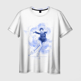 Мужская футболка 3D с принтом Фигурное катание в Новосибирске, 100% полиэфир | прямой крой, круглый вырез горловины, длина до линии бедер | Тематика изображения на принте: figure skating | коньки | конькобежный спорт | фигурное катание