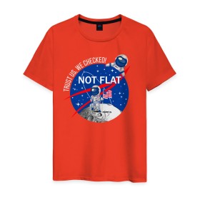 Мужская футболка хлопок с принтом Not flat в Новосибирске, 100% хлопок | прямой крой, круглый вырез горловины, длина до линии бедер, слегка спущенное плечо. | Тематика изображения на принте: nasa | science | астронавт | астрономия | венера | земля | космонавт | космос | наука | научный | планеты | юпитер