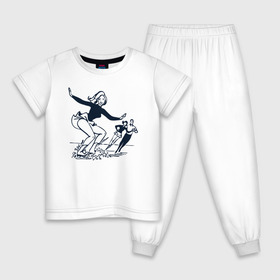 Детская пижама хлопок с принтом катание на льду в Новосибирске, 100% хлопок |  брюки и футболка прямого кроя, без карманов, на брюках мягкая резинка на поясе и по низу штанин
 | зимний спорт | катание на льду | коньки | конькобежный спорт | фигурное катание