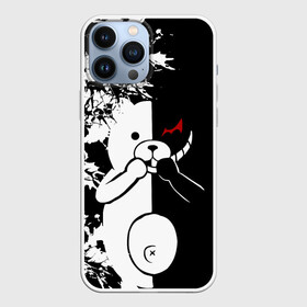 Чехол для iPhone 13 Pro Max с принтом MONOKUMA держит руки в Новосибирске,  |  | Тематика изображения на принте: danganronpa | monokuma | trigger happy havoc | аниме | игрушка | манга | медведь | монокума | монохром | мягкая игрушка робот | робот