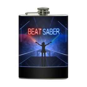 Фляга с принтом Beat Saber в Новосибирске, металлический корпус | емкость 0,22 л, размер 125 х 94 мм. Виниловая наклейка запечатывается полностью | 3d | 3д | beat | saber | виртуальная | игра | реальность | ритм