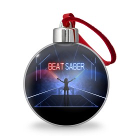 Ёлочный шар с принтом Beat Saber в Новосибирске, Пластик | Диаметр: 77 мм | Тематика изображения на принте: 3d | 3д | beat | saber | виртуальная | игра | реальность | ритм