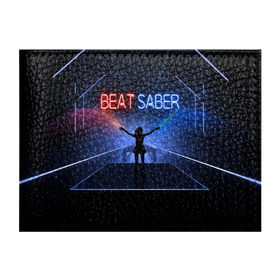 Обложка для студенческого билета с принтом Beat Saber в Новосибирске, натуральная кожа | Размер: 11*8 см; Печать на всей внешней стороне | Тематика изображения на принте: 3d | 3д | beat | saber | виртуальная | игра | реальность | ритм