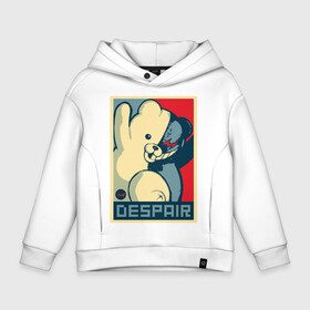 Детское худи Oversize хлопок с принтом MONOKUMA плакат despair в Новосибирске, френч-терри — 70% хлопок, 30% полиэстер. Мягкий теплый начес внутри —100% хлопок | боковые карманы, эластичные манжеты и нижняя кромка, капюшон на магнитной кнопке | анимэ | злой | мишка