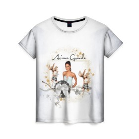 Женская футболка 3D с принтом ARIANA GRANDE в Новосибирске, 100% полиэфир ( синтетическое хлопкоподобное полотно) | прямой крой, круглый вырез горловины, длина до линии бедер | 3d | ariana grande | арт | звезды | исполнительница | лого | логотип | музыка | надпись | облако | певица | эмблема