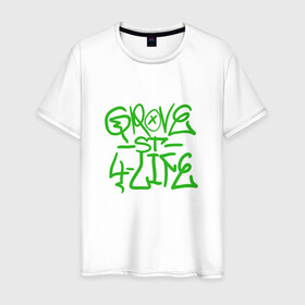 Мужская футболка хлопок с принтом Grove Street в Новосибирске, 100% хлопок | прямой крой, круглый вырез горловины, длина до линии бедер, слегка спущенное плечо. | grove street | gta sa | gta san andreas | банда | гроув стрит | гта | пеф