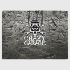 Плед 3D с принтом Crazy garage в Новосибирске, 100% полиэстер | закругленные углы, все края обработаны. Ткань не мнется и не растягивается | Тематика изображения на принте: bones | garage | helmet | metal | orbits | skull | teeth | wrench | гаечный ключ | гараж | глазницы | зубы | металл | череп | шлем