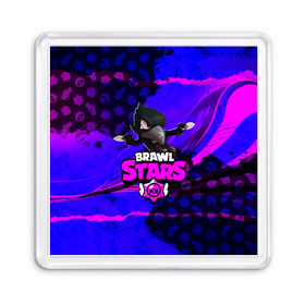 Магнит 55*55 с принтом BRAWL STARS CROW. в Новосибирске, Пластик | Размер: 65*65 мм; Размер печати: 55*55 мм | 8 bit | bibi | brawl stars | brock | bull | crow | dinomike | el primo | leon | mobile game | nita | poko | ricochet | stars | tara | бравл старс | ворон | леон | мобильные игры