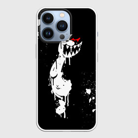 Чехол для iPhone 13 Pro с принтом Монокума белые брызги в Новосибирске,  |  | danganronpa | eye | monokuma | paint | аватар | антагонист | брызги | глаз | игрушка | краска | медведь | монокума | мягкая | панда | потёки | робот