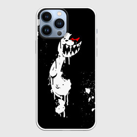 Чехол для iPhone 13 Pro Max с принтом Монокума белые брызги в Новосибирске,  |  | Тематика изображения на принте: danganronpa | eye | monokuma | paint | аватар | антагонист | брызги | глаз | игрушка | краска | медведь | монокума | мягкая | панда | потёки | робот