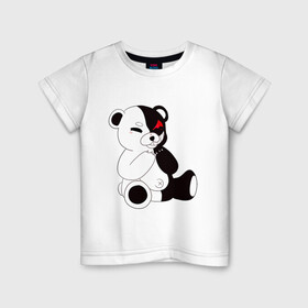 Детская футболка хлопок с принтом Monokuma в Новосибирске, 100% хлопок | круглый вырез горловины, полуприлегающий силуэт, длина до линии бедер | danganronpa | eye | monokuma | аватар | антагонист | глаз | игрушка | медведь | монокума | мягкая | панда | робот