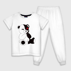 Детская пижама хлопок с принтом Monokuma в Новосибирске, 100% хлопок |  брюки и футболка прямого кроя, без карманов, на брюках мягкая резинка на поясе и по низу штанин
 | Тематика изображения на принте: danganronpa | eye | monokuma | аватар | антагонист | глаз | игрушка | медведь | монокума | мягкая | панда | робот