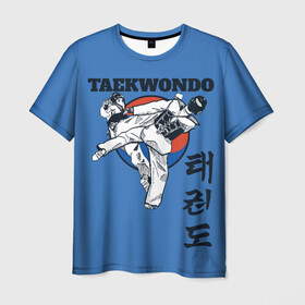 Мужская футболка 3D с принтом Taekwondo в Новосибирске, 100% полиэфир | прямой крой, круглый вырез горловины, длина до линии бедер | Тематика изображения на принте: taekwondo | восточные единоборства | единоборства | теквондо | тхэквондо | тэквондо