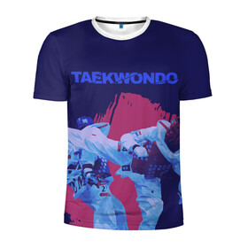 Мужская футболка 3D спортивная с принтом Taekwondo в Новосибирске, 100% полиэстер с улучшенными характеристиками | приталенный силуэт, круглая горловина, широкие плечи, сужается к линии бедра | Тематика изображения на принте: taekwondo | восточные единоборства | единоборства | теквондо | тхэквондо | тэквондо