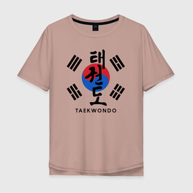 Мужская футболка хлопок Oversize с принтом Taekwondo в Новосибирске, 100% хлопок | свободный крой, круглый ворот, “спинка” длиннее передней части | Тематика изображения на принте: taekwondo | восточные единоборства | единоборства | теквондо | тхэквондо | тэквондо
