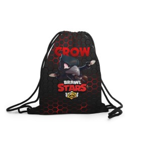Рюкзак-мешок 3D с принтом BRAWL STARS CROW в Новосибирске, 100% полиэстер | плотность ткани — 200 г/м2, размер — 35 х 45 см; лямки — толстые шнурки, застежка на шнуровке, без карманов и подкладки | bibi | brawl stars | crow | el brown | leon | leon shark | max | sally leon | shark | stars | акула | биби | ворон | леон