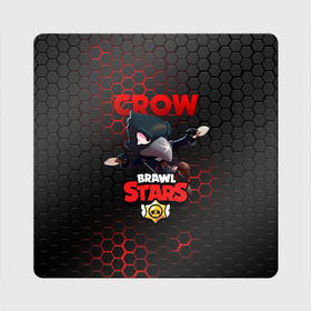 Магнит виниловый Квадрат с принтом BRAWL STARS CROW | ВОРОН в Новосибирске, полимерный материал с магнитным слоем | размер 9*9 см, закругленные углы | bibi | brawl stars | crow | el brown | leon | leon shark | max | sally leon | shark | stars | акула | биби | ворон | леон