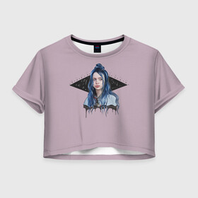 Женская футболка Crop-top 3D с принтом Billie Pink Art в Новосибирске, 100% полиэстер | круглая горловина, длина футболки до линии талии, рукава с отворотами | bad | bad guy | billi | billie | billie eilish | eilish | good girl | music | swag | айлиш | беляш | били | били айлиш | билли | билли айлиш | билли эйлиш | биляш | музка | певица | эйлиш