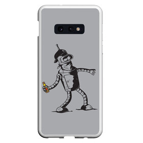 Чехол для Samsung S10E с принтом Futurama Bender Banksy в Новосибирске, Силикон | Область печати: задняя сторона чехла, без боковых панелей | Тематика изображения на принте: bender | express | fry | futurama | future | leela | philip | planet | turanga | zoidberg | бендер | будущее | джей | зойдберг | лила | родригес | сгибальщик | туранга | филип | фрай | футурама