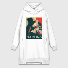 Платье-худи хлопок с принтом Darling poster в Новосибирске,  |  | 02 | anime | darling | franx | franxx | hope | obama hope | zero 02 two | zero two | zero02two | аниме | во франксе | зеро ту | любимый | манга | милый | поп арт | франкс | франксе