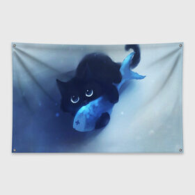 Флаг-баннер с принтом Аниме CAT в Новосибирске, 100% полиэстер | размер 67 х 109 см, плотность ткани — 95 г/м2; по краям флага есть четыре люверса для крепления | cat | cats | животные | киса | киска | кот | котики | коты | котэ | кошка | природа