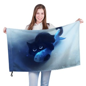 Флаг 3D с принтом Аниме CAT в Новосибирске, 100% полиэстер | плотность ткани — 95 г/м2, размер — 67 х 109 см. Принт наносится с одной стороны | cat | cats | животные | киса | киска | кот | котики | коты | котэ | кошка | природа