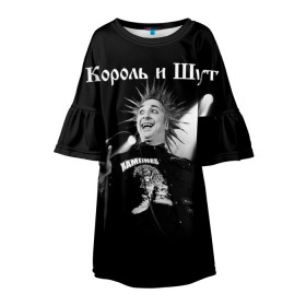 Детское платье 3D с принтом Король и Шут + Анархия (спина) в Новосибирске, 100% полиэстер | прямой силуэт, чуть расширенный к низу. Круглая горловина, на рукавах — воланы | Тематика изображения на принте: punk | rock | киш | король | король и шут | михаил горшенев | панки | рок | русский рок | шут
