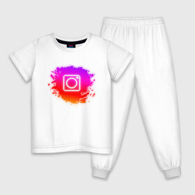 Детская пижама хлопок с принтом Instagram в Новосибирске, 100% хлопок |  брюки и футболка прямого кроя, без карманов, на брюках мягкая резинка на поясе и по низу штанин
 | 