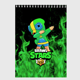 Скетчбук с принтом Brawl Stars Leon Dab в Новосибирске, 100% бумага
 | 48 листов, плотность листов — 100 г/м2, плотность картонной обложки — 250 г/м2. Листы скреплены сверху удобной пружинной спиралью | brawl | computer | dab | dance | game | gesture | hero | leon | main | moba | stars | герой | главный | даб | драки | жест | звезды | игра | компьютерная | лев | моба | танец