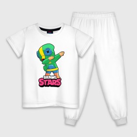 Детская пижама хлопок с принтом Brawl Stars Leon, Dab в Новосибирске, 100% хлопок |  брюки и футболка прямого кроя, без карманов, на брюках мягкая резинка на поясе и по низу штанин
 | 