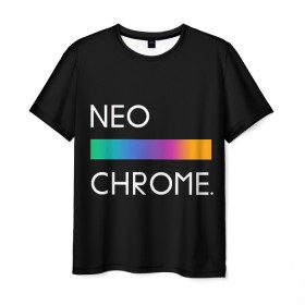 Мужская футболка 3D с принтом NEO CHROME в Новосибирске, 100% полиэфир | прямой крой, круглый вырез горловины, длина до линии бедер | rgb | контрастный | круг | металл | мудрость | мысль | надпись | палитра | радуга | радужный | символ | сфера | текст | фраза | цветной | яркий