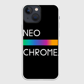 Чехол для iPhone 13 mini с принтом NEO CHROME в Новосибирске,  |  | rgb | контрастный | круг | металл | мудрость | мысль | надпись | палитра | радуга | радужный | символ | сфера | текст | фраза | цветной | яркий