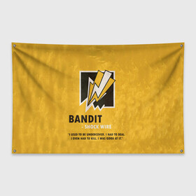 Флаг-баннер с принтом Bandit (R6s) в Новосибирске, 100% полиэстер | размер 67 х 109 см, плотность ткани — 95 г/м2; по краям флага есть четыре люверса для крепления | art | bandit | game | logo | rainbow | shooter | siege | six | ubisoft | арт | бандит | игра | игры | компьютерные | лого | оперативник | осада | персонаж | радуга 6 | шутер