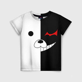 Детская футболка 3D с принтом Monokuma в Новосибирске, 100% гипоаллергенный полиэфир | прямой крой, круглый вырез горловины, длина до линии бедер, чуть спущенное плечо, ткань немного тянется | anime | character | dangan ronpa | kawai | manga | аниме | анимэ | глаз | данганронпа | двухцветная | директор | злодей | из | изображение | кавай | крутой | лицо | манга | медведь | милый | мишка | на груди | необычный | нос