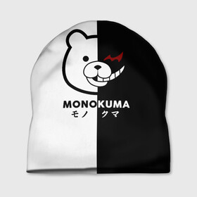 Шапка 3D с принтом _Monokuma_ в Новосибирске, 100% полиэстер | универсальный размер, печать по всей поверхности изделия | Тематика изображения на принте: anime | character | dangan ronpa | kawai | manga | аниме | анимэ | глаз | данганронпа | двухцветная | директор | злодей | из | изображение | кавай | крутой | лицо | манга | медведь | милый | мишка | на груди | необычный | нос