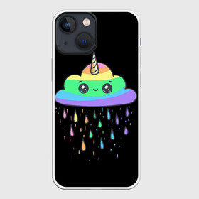 Чехол для iPhone 13 mini с принтом радужный единорог в Новосибирске,  |  | Тематика изображения на принте: like | likee | rainbow | единорог | лайк | облоко | радужный единорог | тучка