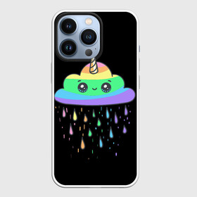 Чехол для iPhone 13 Pro с принтом радужный единорог в Новосибирске,  |  | like | likee | rainbow | единорог | лайк | облоко | радужный единорог | тучка