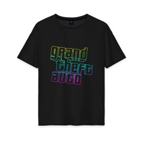 Женская футболка хлопок Oversize с принтом Gta logo:gradient в Новосибирске, 100% хлопок | свободный крой, круглый ворот, спущенный рукав, длина до линии бедер
 | grand theft auto | gta | геометрия | гта | гта 5 | игра | линии | логотип | пеф