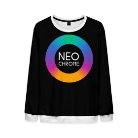 Мужской свитшот 3D с принтом NEO CHROME в Новосибирске, 100% полиэстер с мягким внутренним слоем | круглый вырез горловины, мягкая резинка на манжетах и поясе, свободная посадка по фигуре | контрастный | металл | радуга | радужный | цветной | яркий