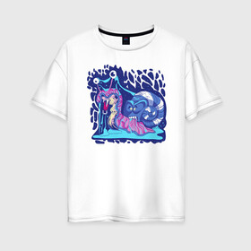 Женская футболка хлопок Oversize с принтом Улитка в Новосибирске, 100% хлопок | свободный крой, круглый ворот, спущенный рукав, длина до линии бедер
 | красочный | мультик | неон | панцирь | прикол | улитка | юмор | яркий