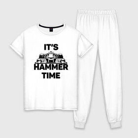 Женская пижама хлопок с принтом Its hammer time в Новосибирске, 100% хлопок | брюки и футболка прямого кроя, без карманов, на брюках мягкая резинка на поясе и по низу штанин | hammer time | lewis hamilton | льюис хэмильтон