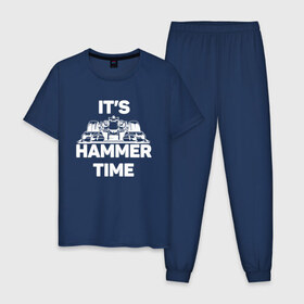 Мужская пижама хлопок с принтом Its hammer time в Новосибирске, 100% хлопок | брюки и футболка прямого кроя, без карманов, на брюках мягкая резинка на поясе и по низу штанин
 | hammer time | lewis hamilton | льюис хэмилтон