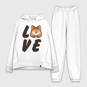 Женский костюм хлопок Oversize с принтом Love Corgi в Новосибирске,  |  | corgi | корги