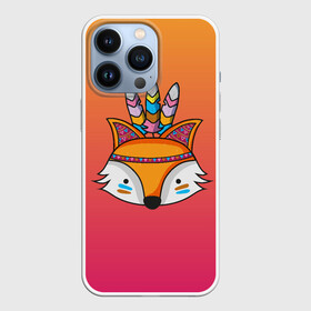 Чехол для iPhone 13 Pro с принтом Лиса Индеец в Новосибирске,  |  | fox | венок | животные | лиса | лисенок | лисичка | полевые цветы | полынь | рисунок | ромашки | стикер | цветы
