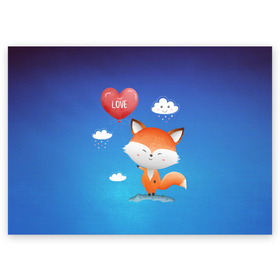 Поздравительная открытка с принтом Милый лисенок в Новосибирске, 100% бумага | плотность бумаги 280 г/м2, матовая, на обратной стороне линовка и место для марки
 | fox | венок | животные | лиса | лисенок | лисичка | полевые цветы | полынь | рисунок | ромашки | стикер | цветы