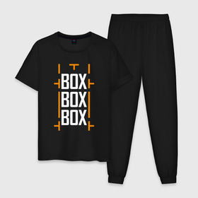 Мужская пижама хлопок с принтом Box box box в Новосибирске, 100% хлопок | брюки и футболка прямого кроя, без карманов, на брюках мягкая резинка на поясе и по низу штанин
 | f1 | формула 1