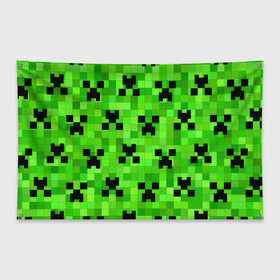 Флаг-баннер с принтом MINECRAFT | МАЙНКРАФТ в Новосибирске, 100% полиэстер | размер 67 х 109 см, плотность ткани — 95 г/м2; по краям флага есть четыре люверса для крепления | block | criper | cube | minecraft | pixel | блок | геометрия | крафт | крипер | кубики | майнкрафт | пиксели