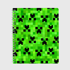Тетрадь с принтом MINECRAFT в Новосибирске, 100% бумага | 48 листов, плотность листов — 60 г/м2, плотность картонной обложки — 250 г/м2. Листы скреплены сбоку удобной пружинной спиралью. Уголки страниц и обложки скругленные. Цвет линий — светло-серый
 | block | criper | cube | minecraft | pixel | блок | геометрия | крафт | крипер | кубики | майнкрафт | пиксели